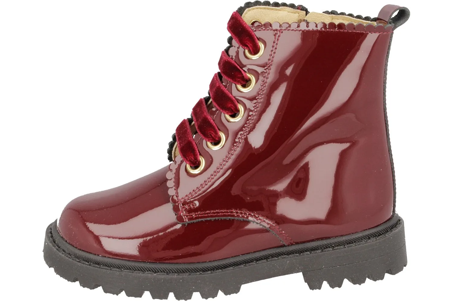 A Shoe Inn - Andanines patent scalloped zip boot for girls