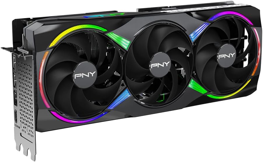 PNY GeForce RTX 5080 Epic-X ARGB triple-fan graphics card front view