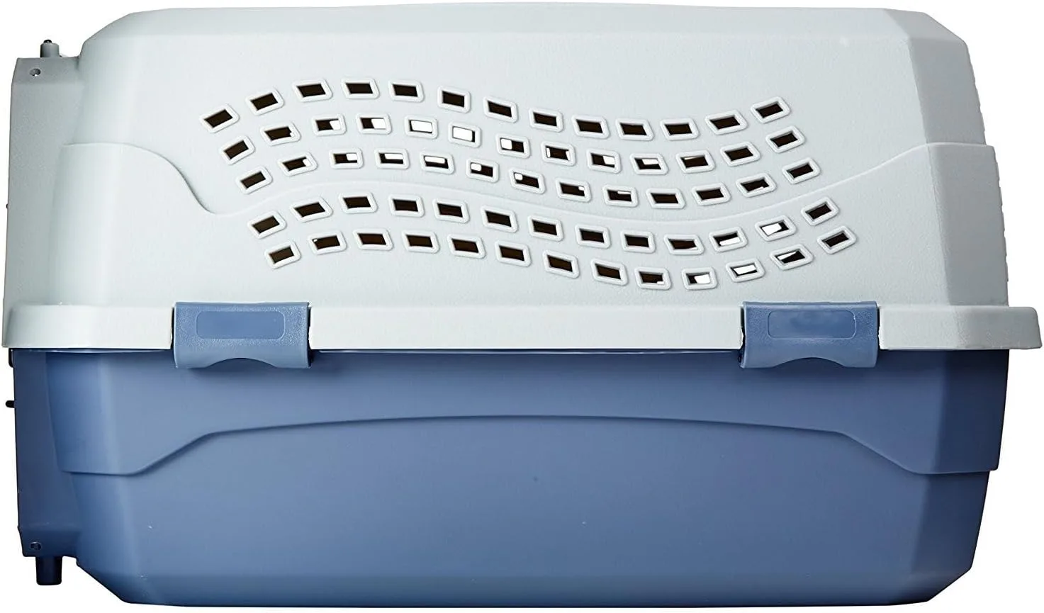 Amazon Basics hard-sided plastic travel dog kennel with a handle
