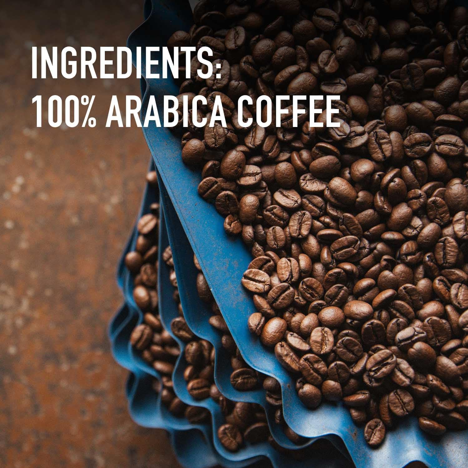 Close-up of dark roasted 100 percent Arabica organic coffee beans