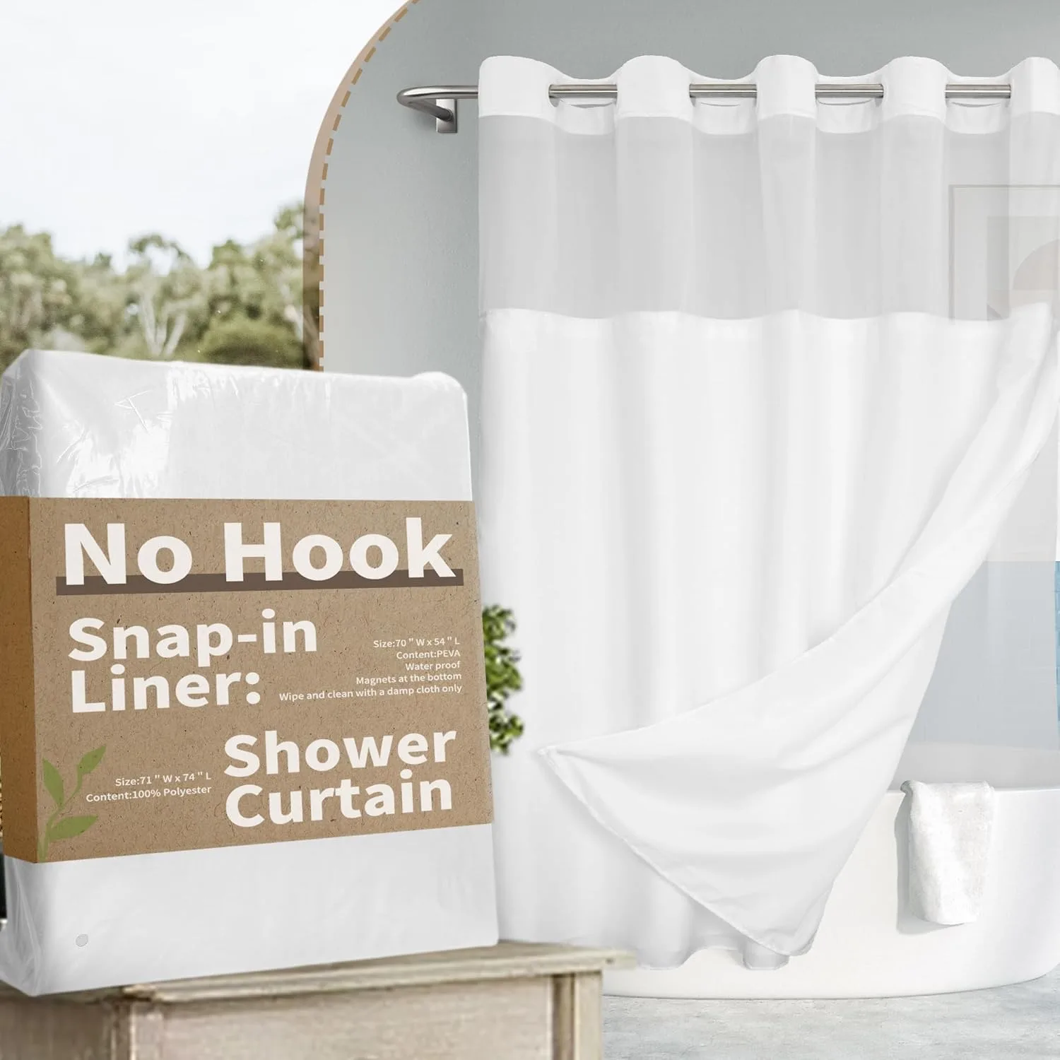 No-Hook Shower Curtains for Hotel-Style Bathrooms Without the Hardware