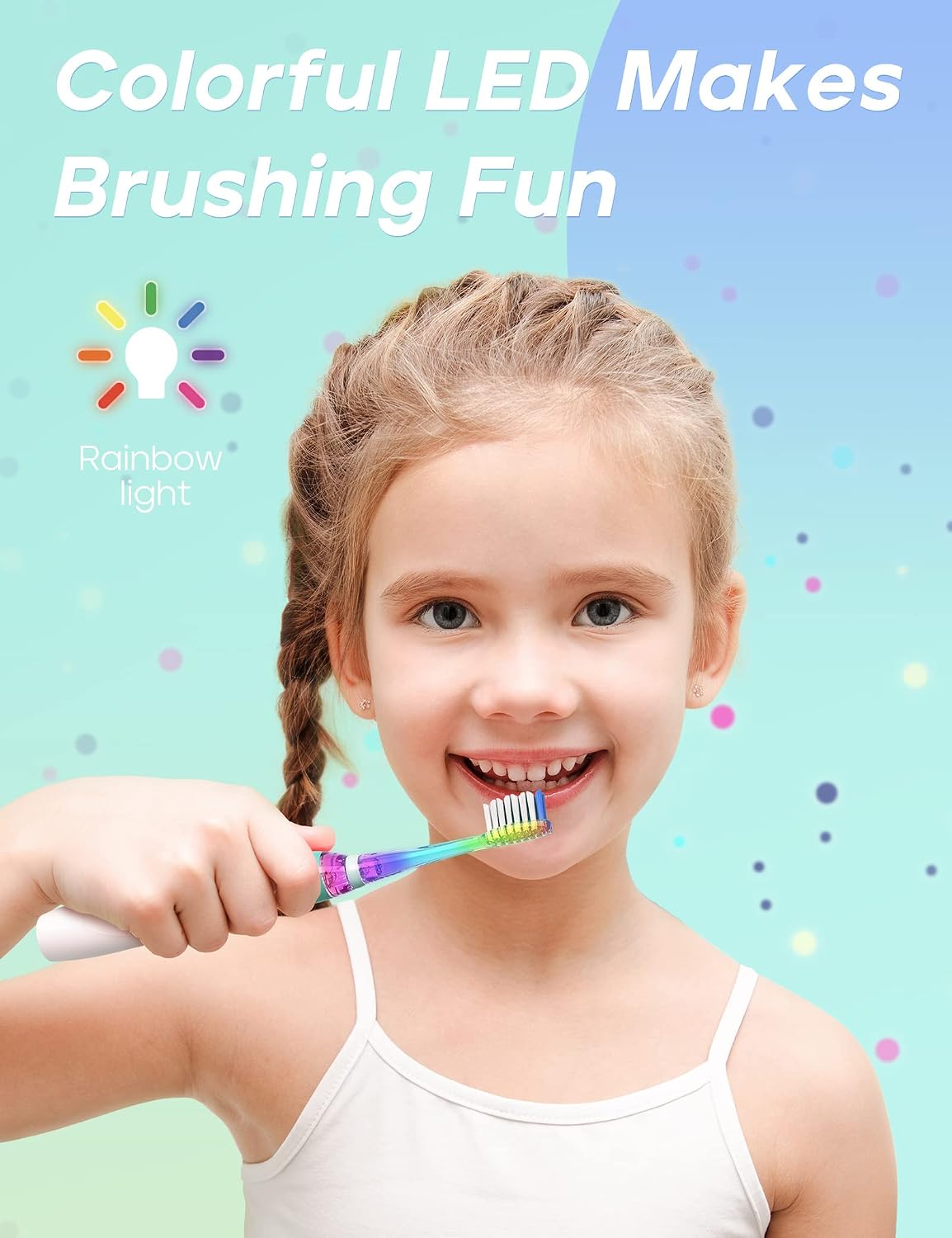 Child brushing teeth with a SEAGO kids electric toothbrush