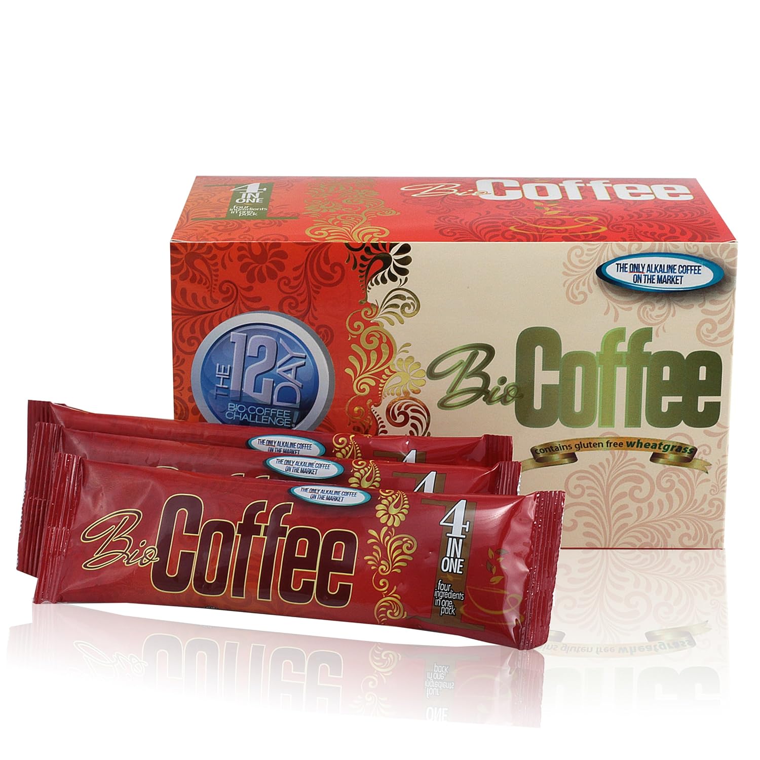 Bio Coffee organic instant alkaline coffee box with single-serve sachets