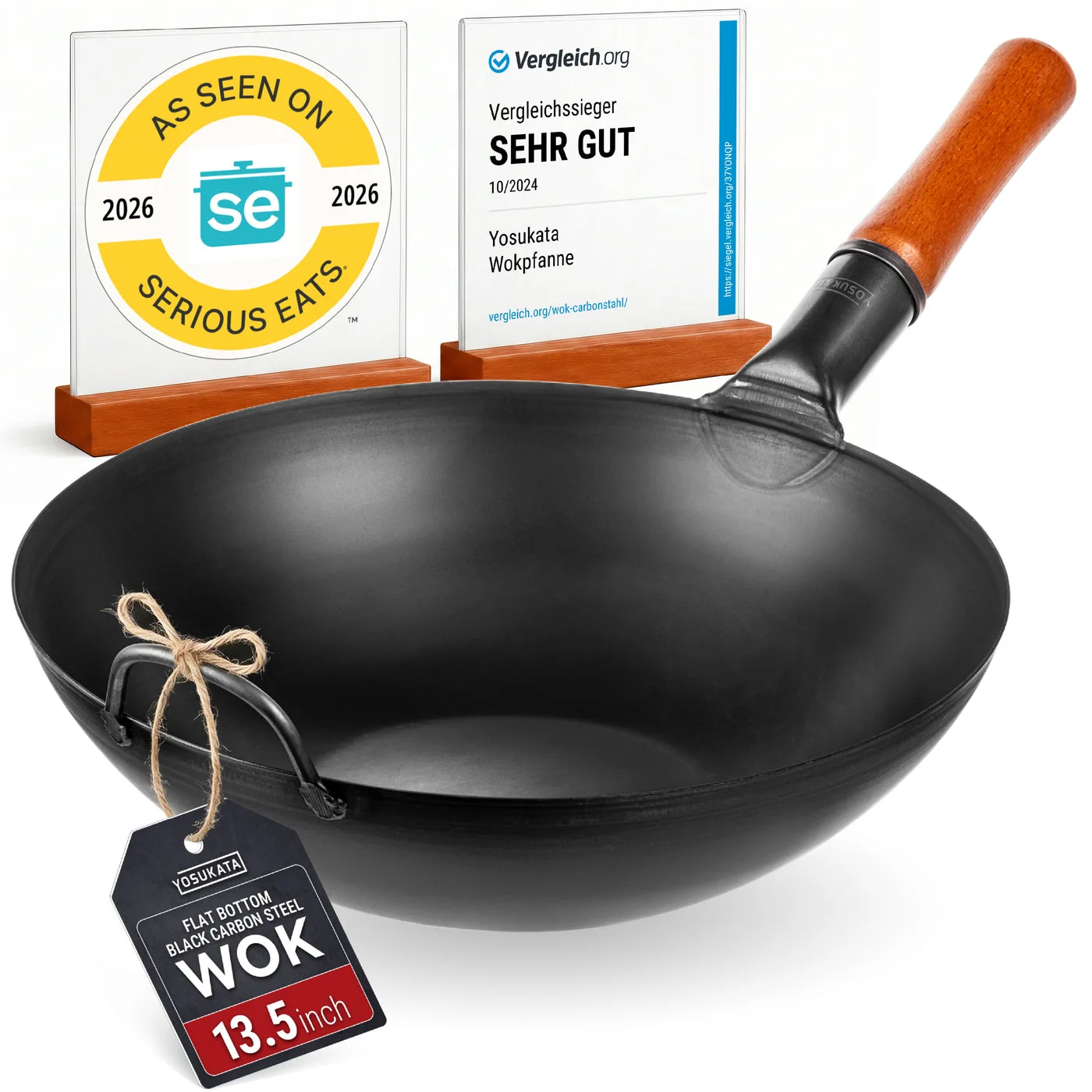 Yosukata - Yosukata 13.5 inch Pre-Seasoned Black Carbon Steel Wok