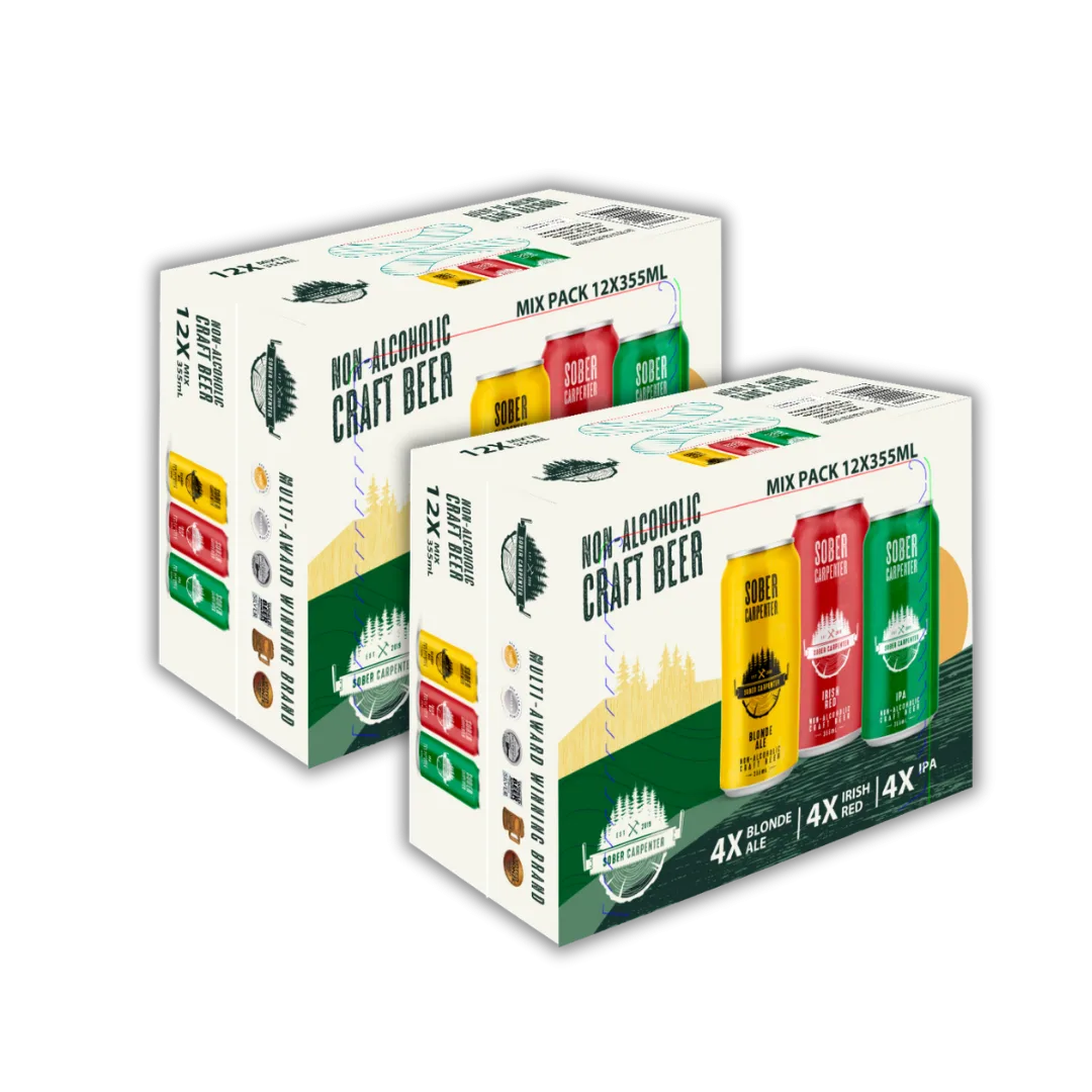 Sober Carpenter Variety Pack, 24 x 12 oz of non-alcoholic craft beer