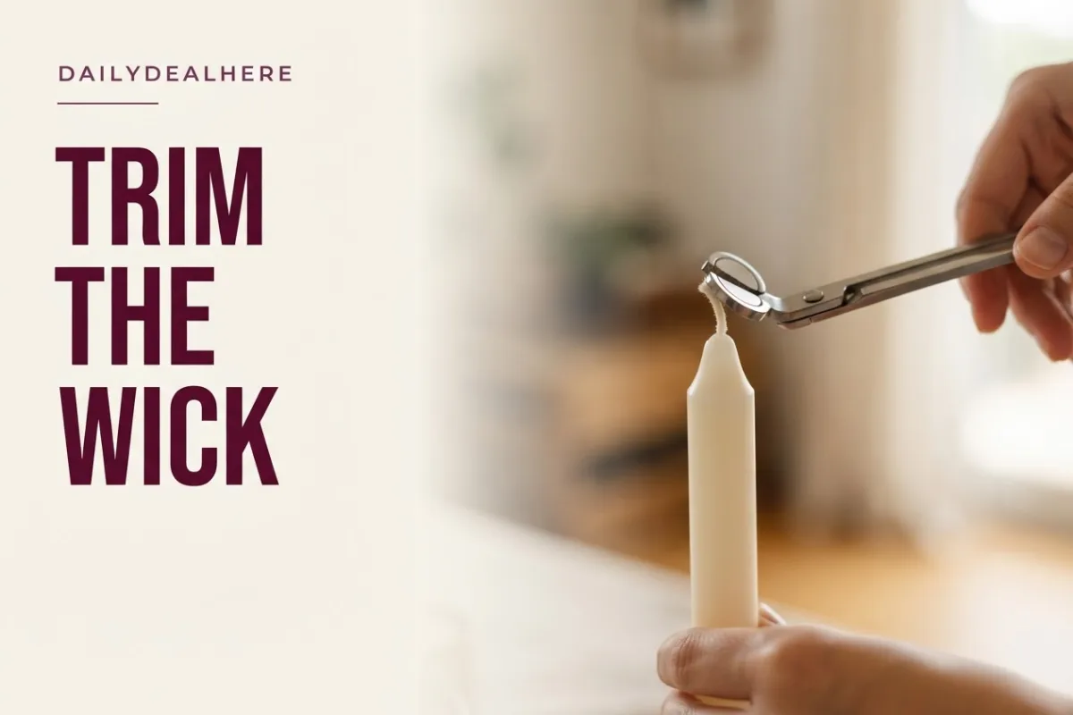Wick trimmer cutting the wick of a taper candle
