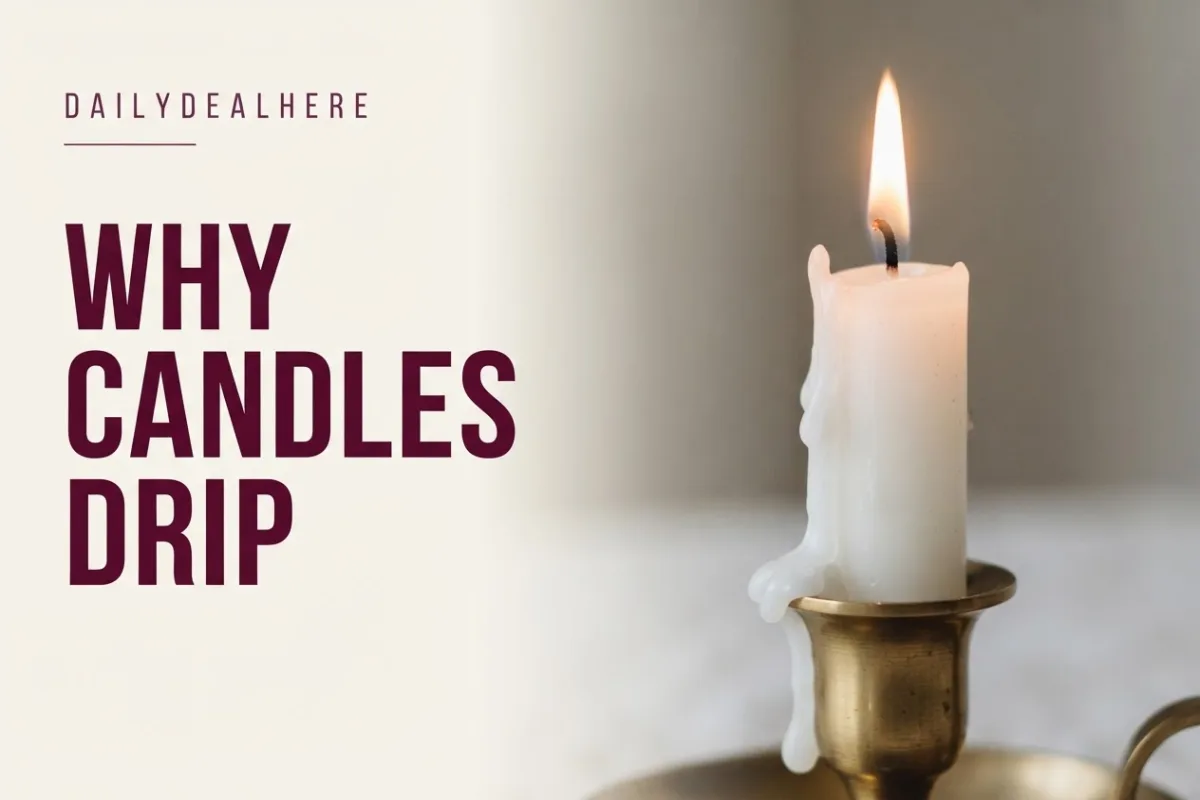 Melted wax running down the side of a taper candle