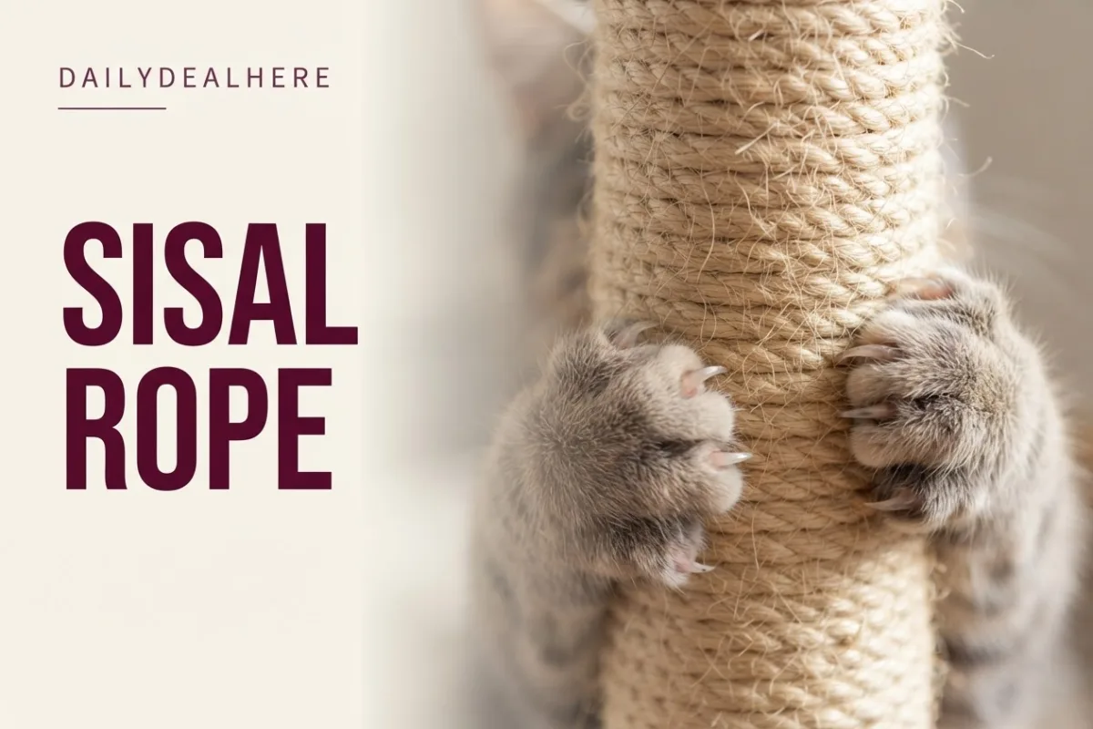 Cat claws gripping a sisal rope post