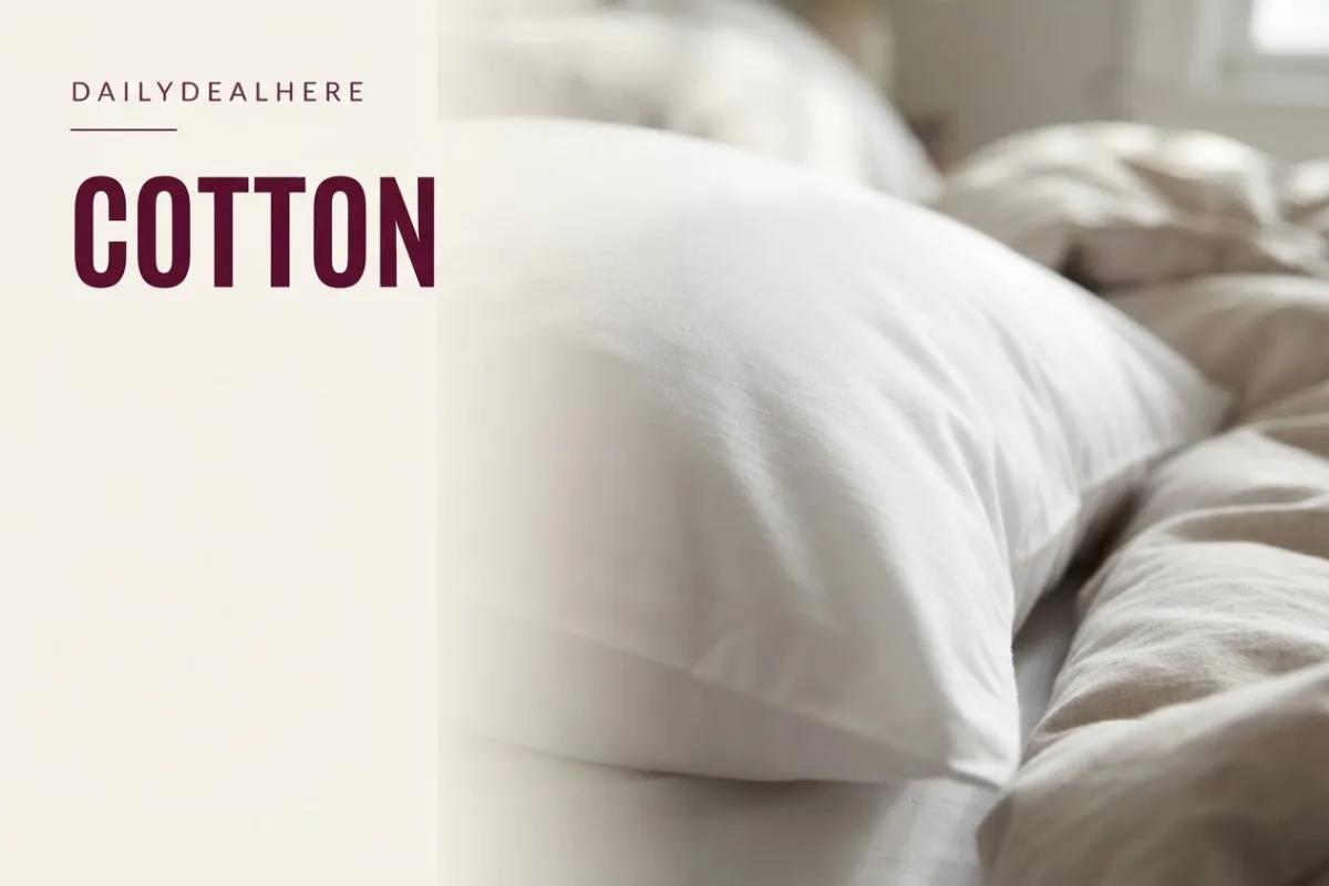 Close-up of a white cotton pillowcase