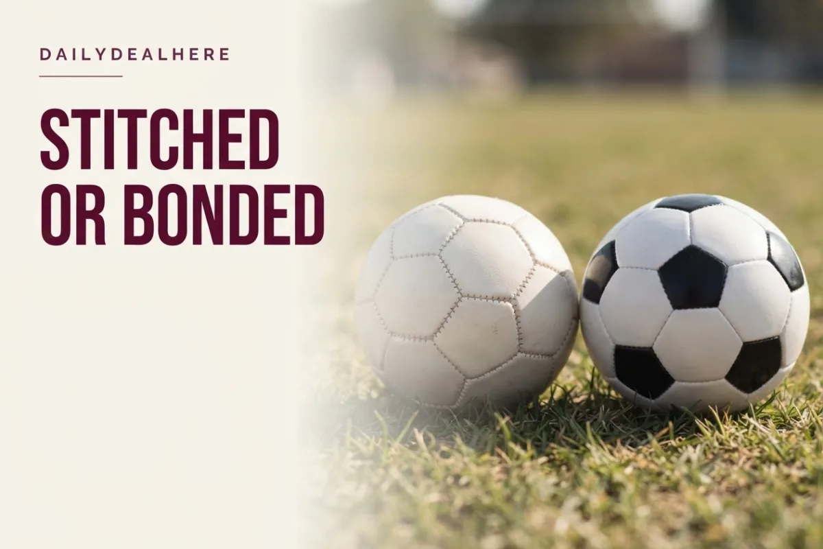 Stitched soccer ball beside a bonded soccer ball